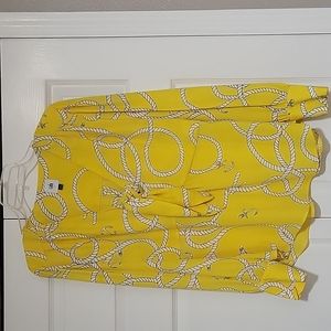 CABI 5707 Reef Knot Nautical Blouse Tie-Front Yellow Sz Large